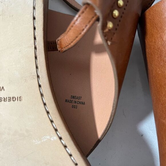 Sergerson Morrison Sweast Leather Tan Brown Gladiator Studded Sandals Size 9 - Picture 5 of 7